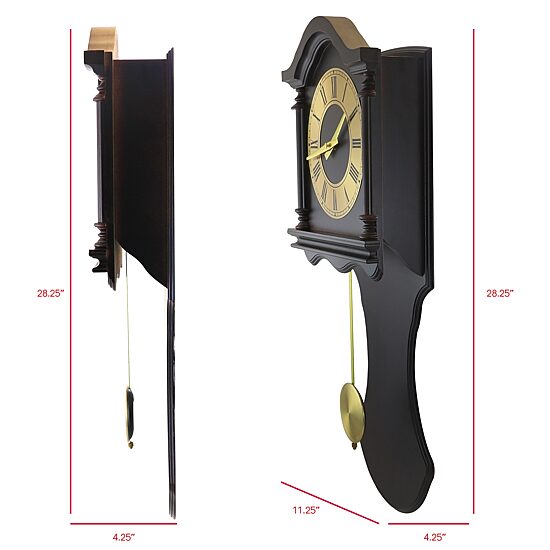 Bedford Clock Collection Chocolate Brown Oak Finish Wall Clock