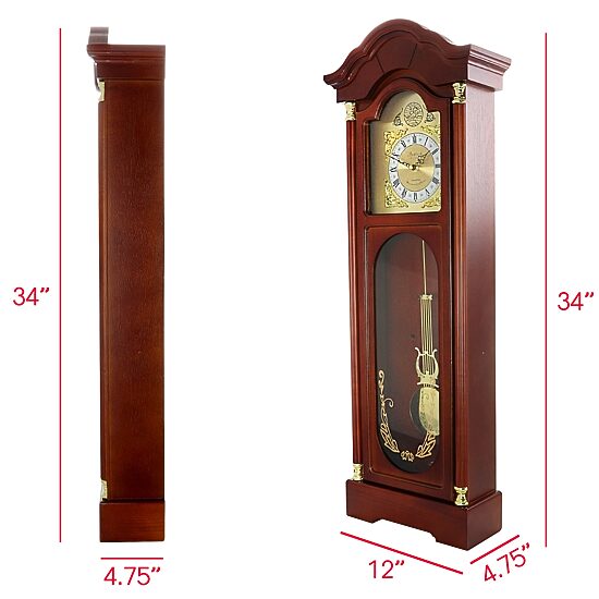 Bedford Clock Collection Chiming Pendulum Antique Cherry Oak Finish Wall Clock
