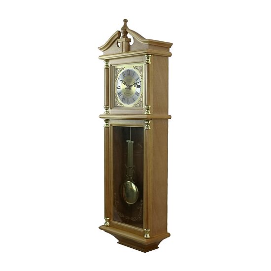 Bedford Clock Collection 34.5" Pendulum Antique Harvest Oak Finish Wall Clock