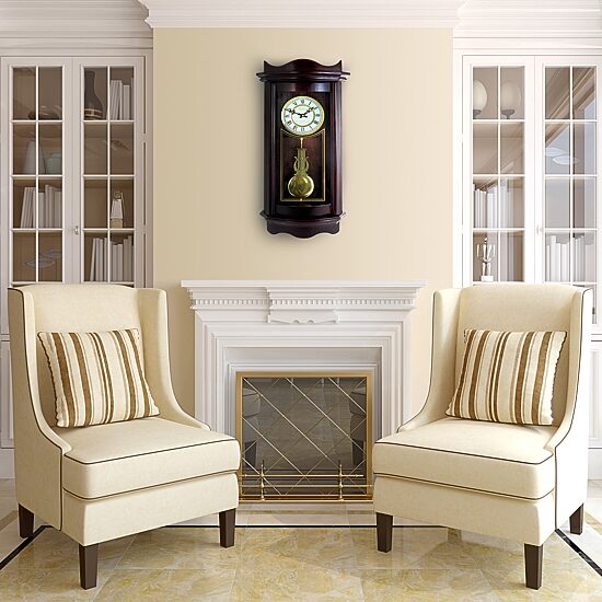 Bedford Clock Collection 25" Weathered Chocolate Cherry Finish Wall Clock