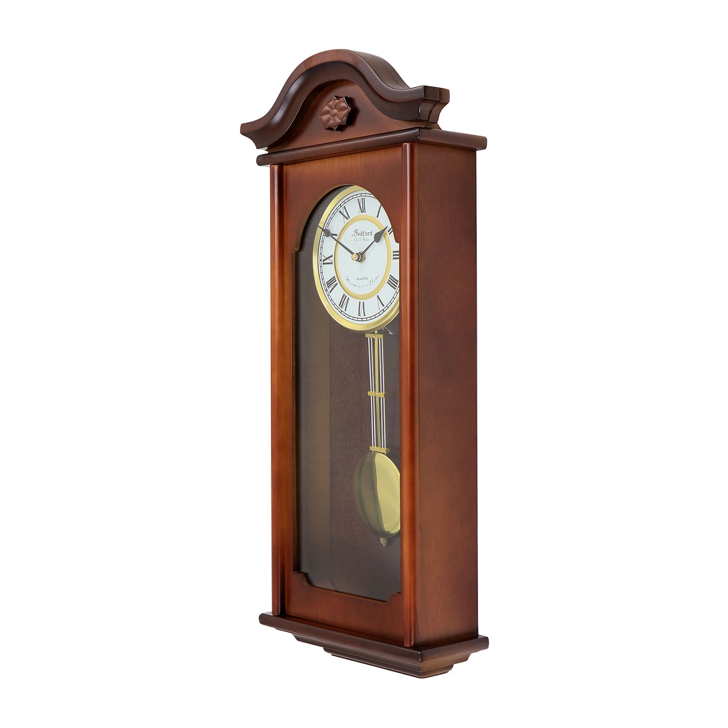 Bedford Clock Collection Jacob 22.75" Mahogany Chiming Pendulum Wall Clock