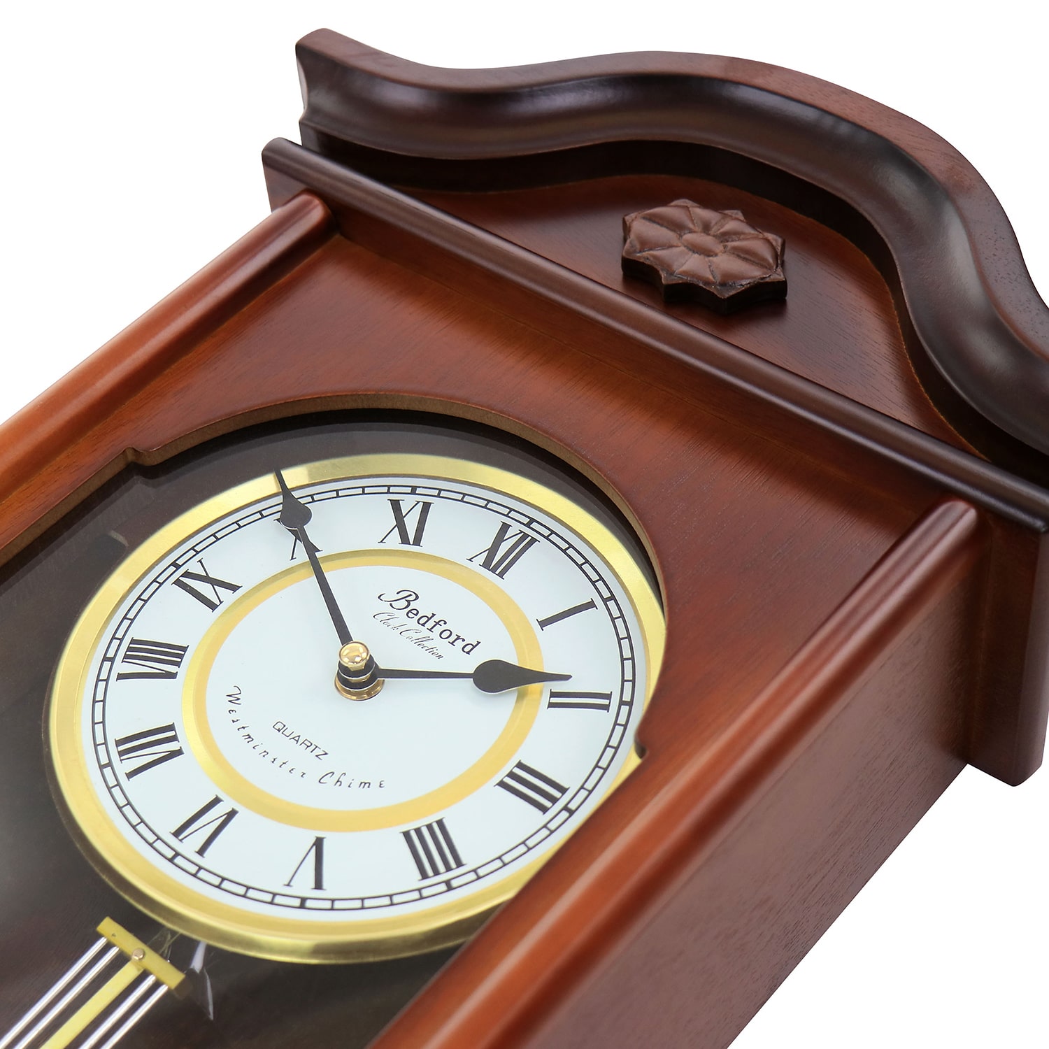 Bedford Clock Collection Jacob 22.75" Mahogany Chiming Pendulum Wall Clock
