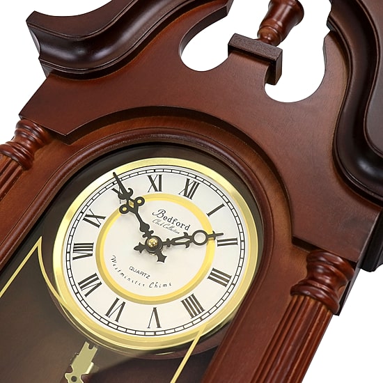 Bedford Clock Collection Delphine 27" Mahogany Chiming Pendulum Wall Clock
