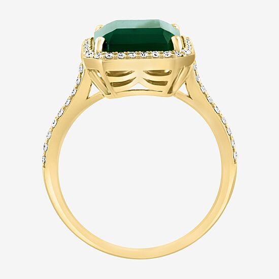 Effy Final Call Limited Quantities! Womens 1/5 CT. Genuine Green Onyx 14K Gold Halo Cocktail Ring