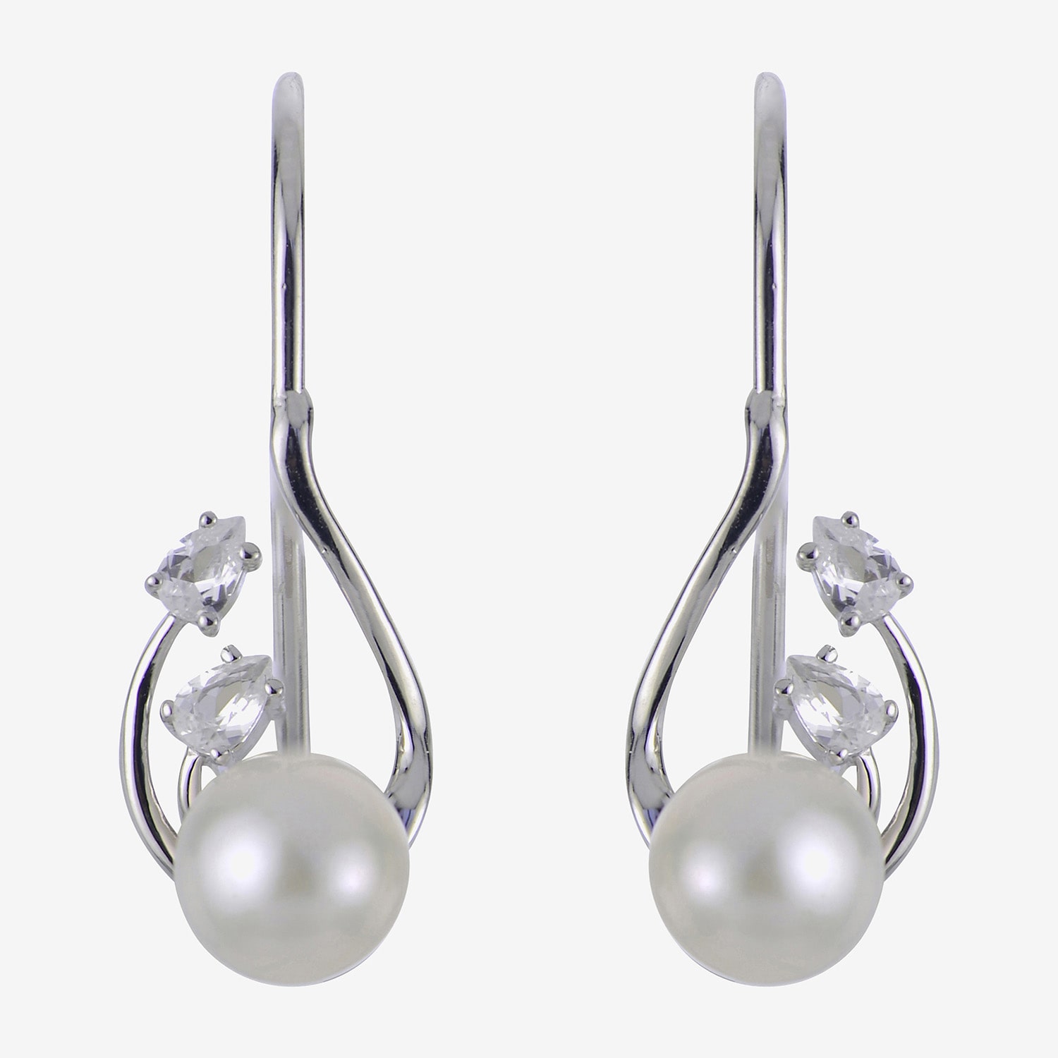 Womens White Cultured Freshwater Pearl Sterling Silver Drop Earrings
