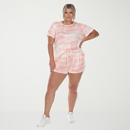 White Mark Womens Crew Neck Short Sleeve 2-pc. Pajama Set