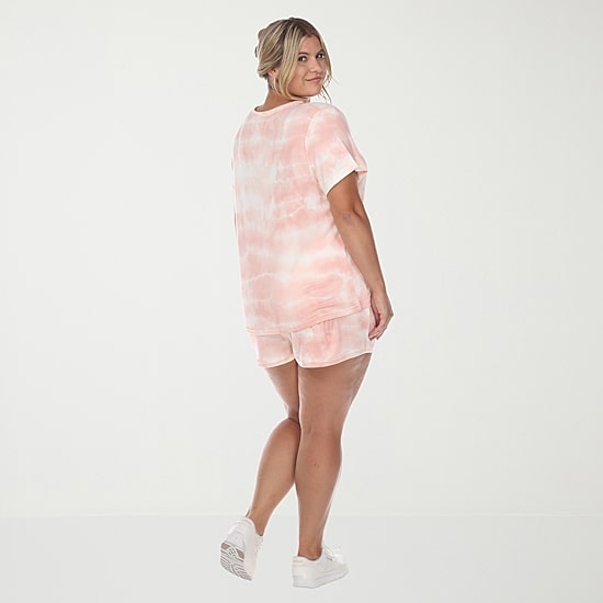 White Mark Womens Crew Neck Short Sleeve 2-pc. Pajama Set