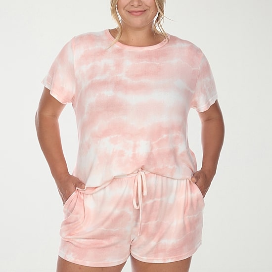 White Mark Womens Crew Neck Short Sleeve 2-pc. Pajama Set