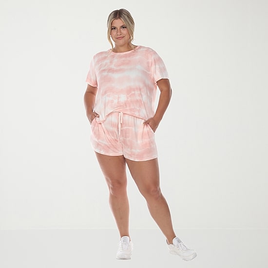 White Mark Womens Crew Neck Short Sleeve 2-pc. Pajama Set