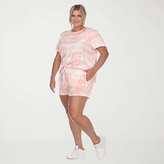 White Mark Womens Crew Neck Short Sleeve 2-pc. Pajama Set