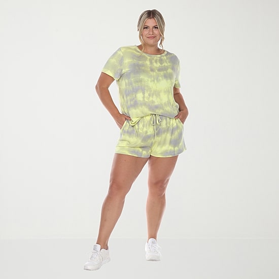 White Mark Womens Crew Neck Short Sleeve 2-pc. Pajama Set