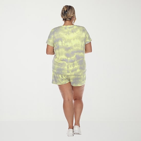 White Mark Womens Crew Neck Short Sleeve 2-pc. Pajama Set