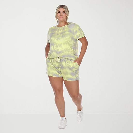 White Mark Womens Crew Neck Short Sleeve 2-pc. Pajama Set