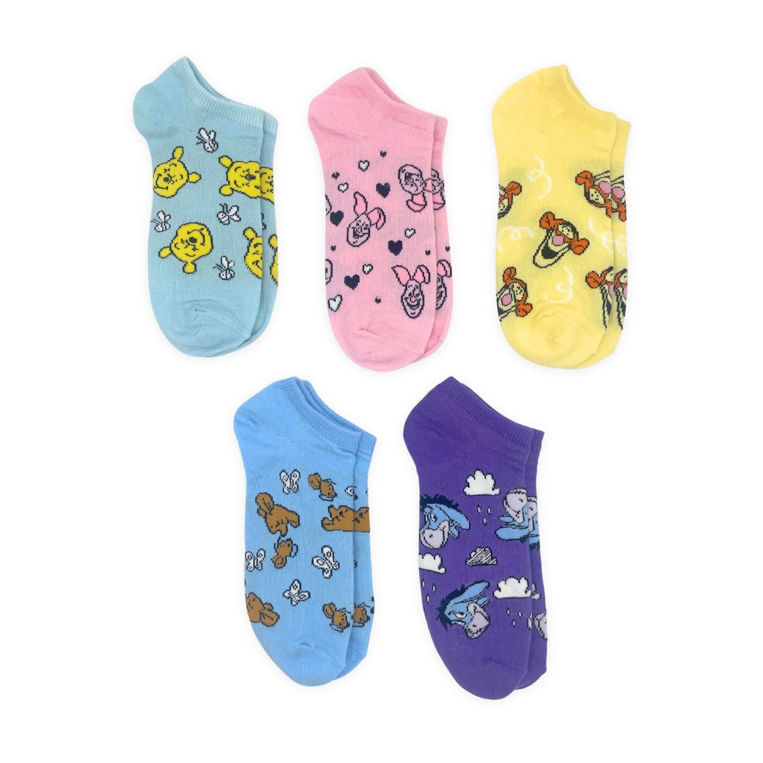 Womens BREATHABLE Multi-Pack 5 Pair Winnie The Pooh Low Cut Socks