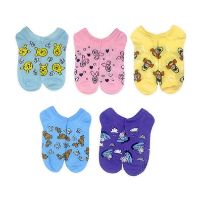 Womens BREATHABLE Multi-Pack 5 Pair Winnie The Pooh Low Cut Socks
