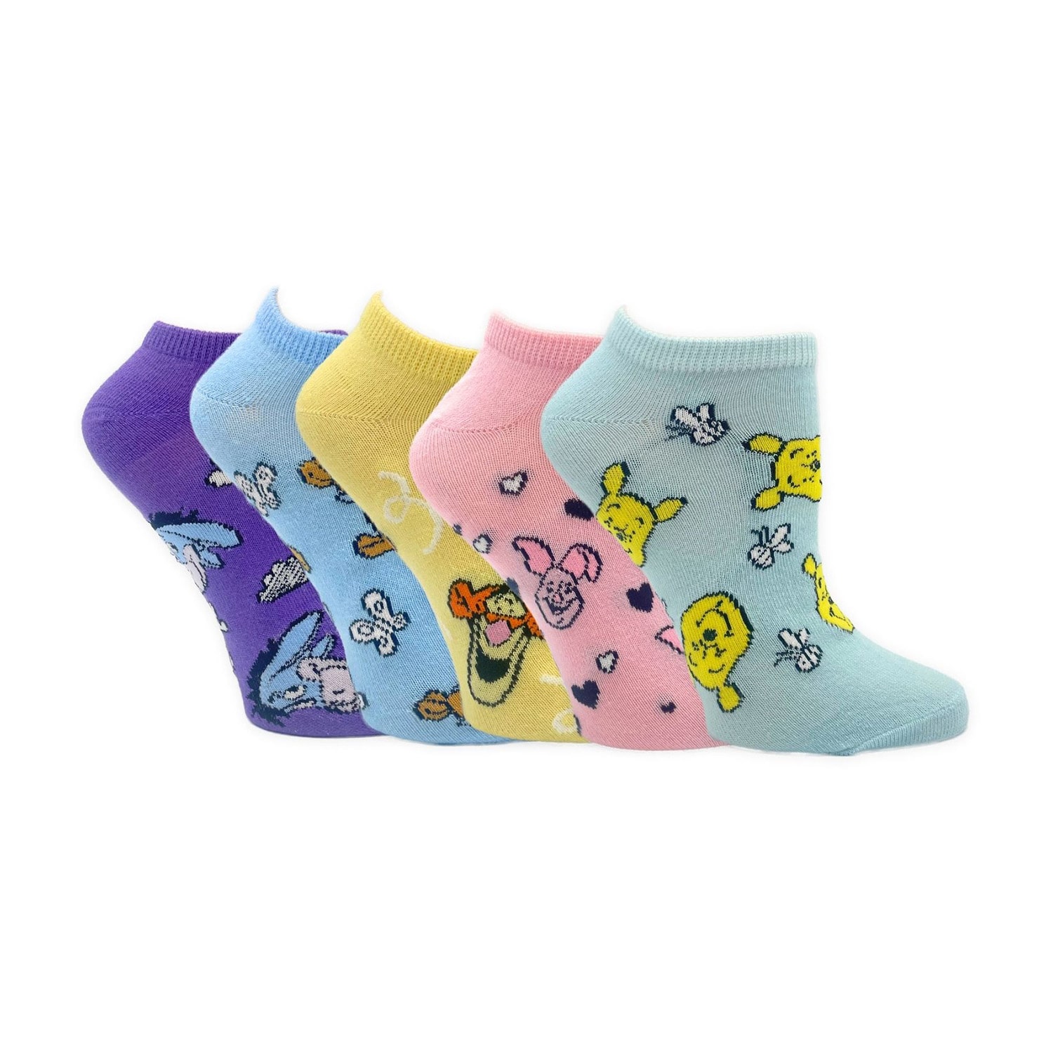 Womens BREATHABLE Multi-Pack 5 Pair Winnie The Pooh Low Cut Socks