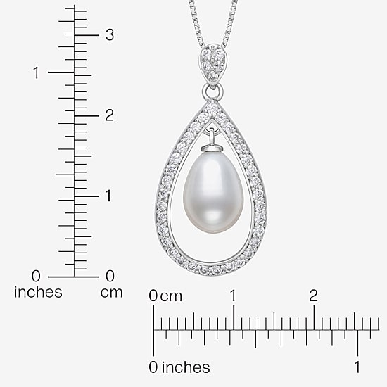 Womens White Cultured Freshwater Pearl Sterling Silver Pear 18 Inch Pendant Necklace