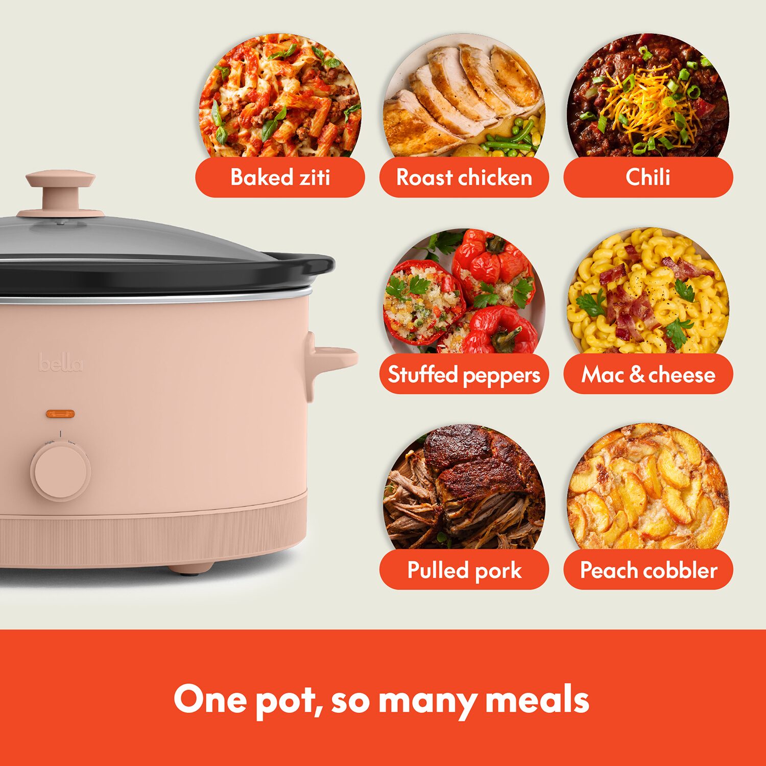 bella 6Qt Manual Slow Cooker, Fits-anywhere™ kitchenware