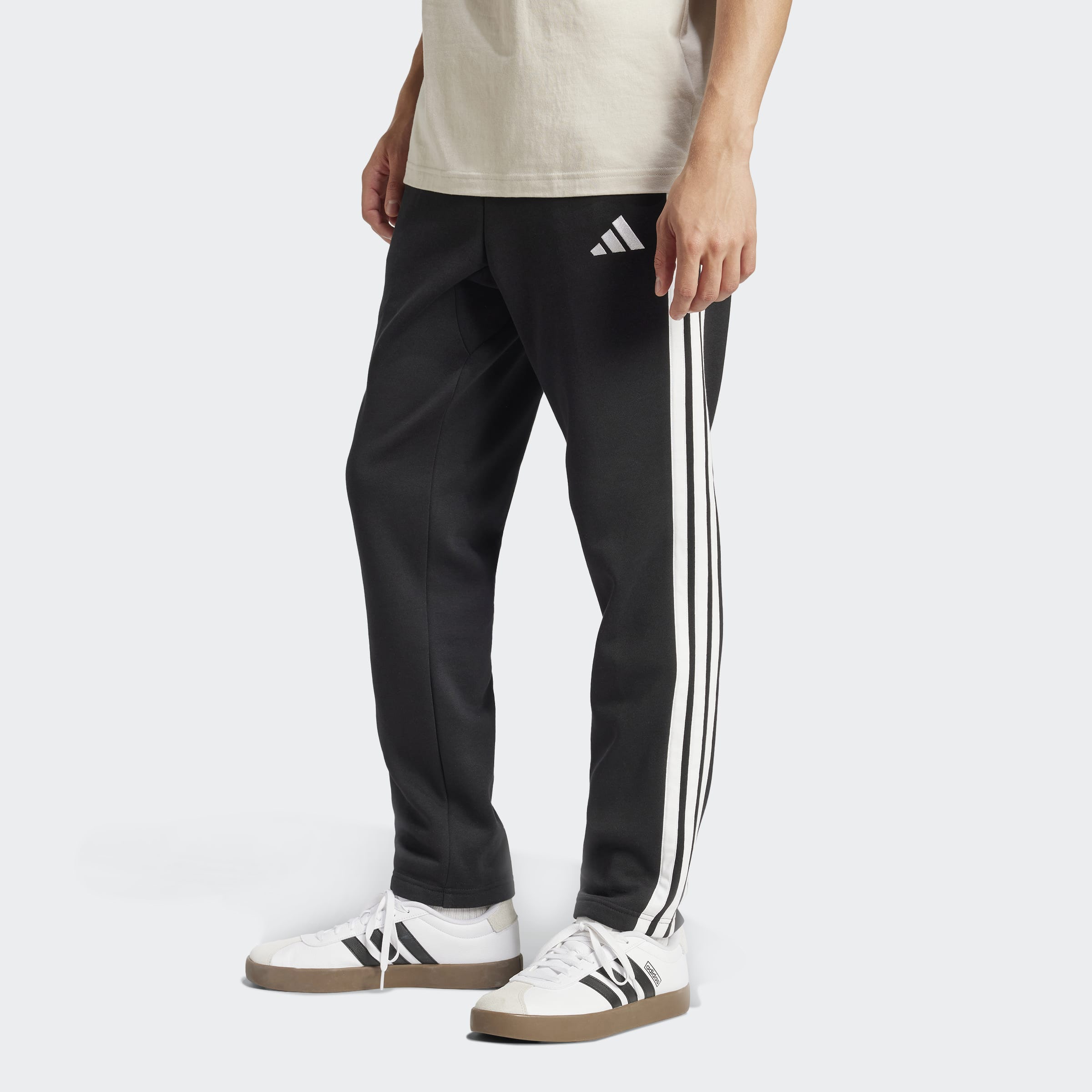adidas 3 Stripe Mens Straight Mid Rise Regular Fit Fleece Sweatpant