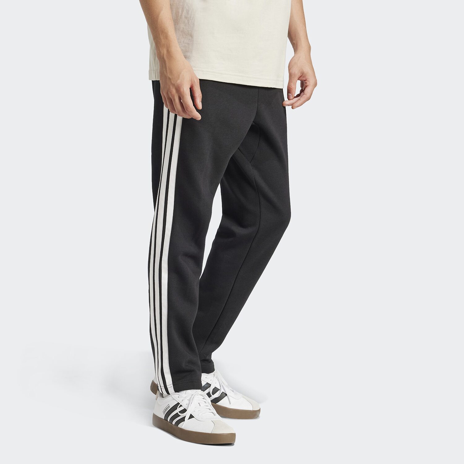 adidas 3 Stripe Mens Straight Mid Rise Regular Fit Fleece Sweatpant