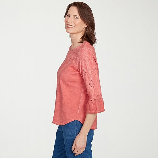 Alfred Dunner El Paso Womens Crew Neck 3/4 Sleeve T-Shirt