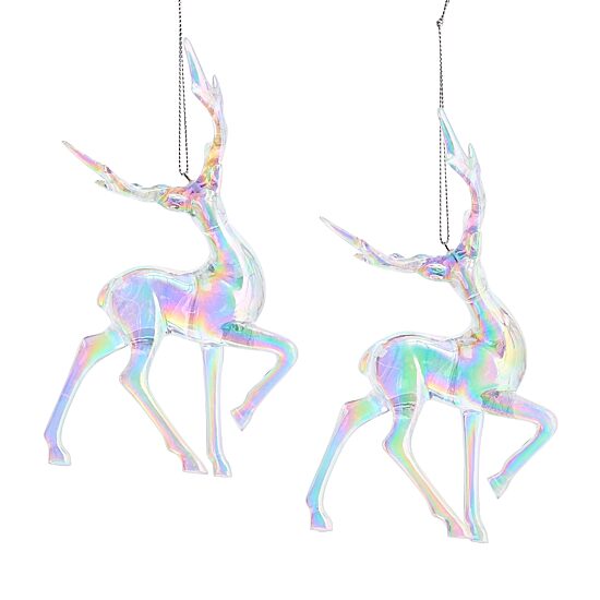 North Pole Trading Co. Irdescent Reindeer Set 2-pc. Christmas Ornament