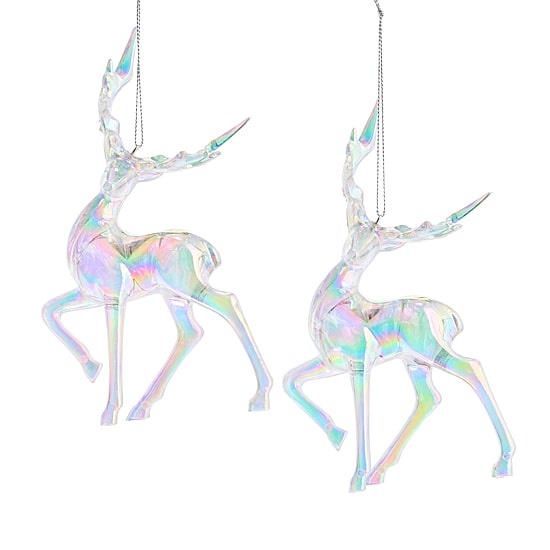 North Pole Trading Co. Irdescent Reindeer Set 2-pc. Christmas Ornament