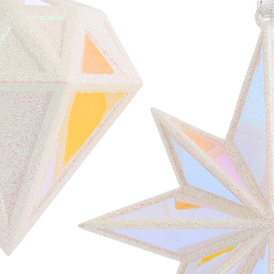 North Pole Trading Co. Mirrored North Star And Diamond 2-pc. Christmas Ornament