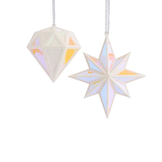 North Pole Trading Co. Mirrored North Star And Diamond 2-pc. Christmas Ornament