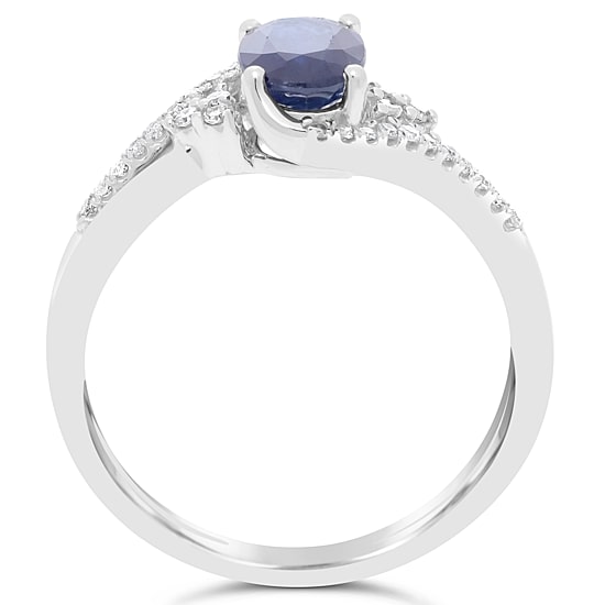 Womens 1/8 CT. T.W. Genuine Blue Sapphire 10K Gold Oval Cocktail Ring