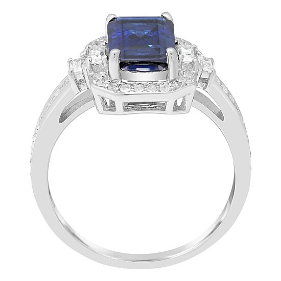 Womens Lab Created Blue Sapphire Sterling Silver Cocktail Ring