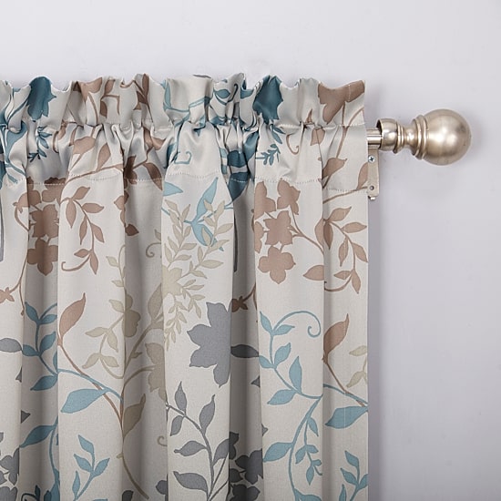Sun Zero Emory Botanical Print Rod Pocket Energy Saving Light-Filtering Single Curtain Panel