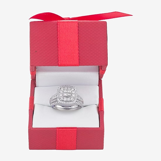 Limited Edition! Womens 1 CT.T.W. Natural Diamond 10K or 14K Gold Cushion Halo Bridal Set