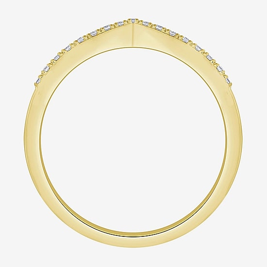 Chevron 1/4 CT.T.W. Natural Diamond 10K Gold Chevron Wedding Band