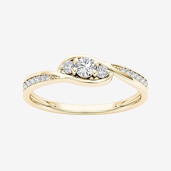 1/5 CT.T.W. Natural Diamond 10K Yellow Gold 3-Stone Engagement Ring