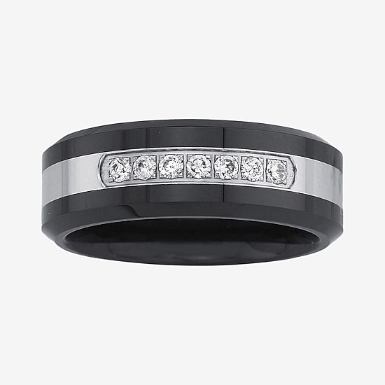 Men's 1/7 CT.T.W. Natural Diamond Two-Tone Stainless Steel Wedding Band