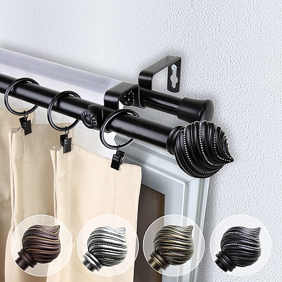 Rod Desyne Bisque 13/16" Double Adjustable Curtain Rod