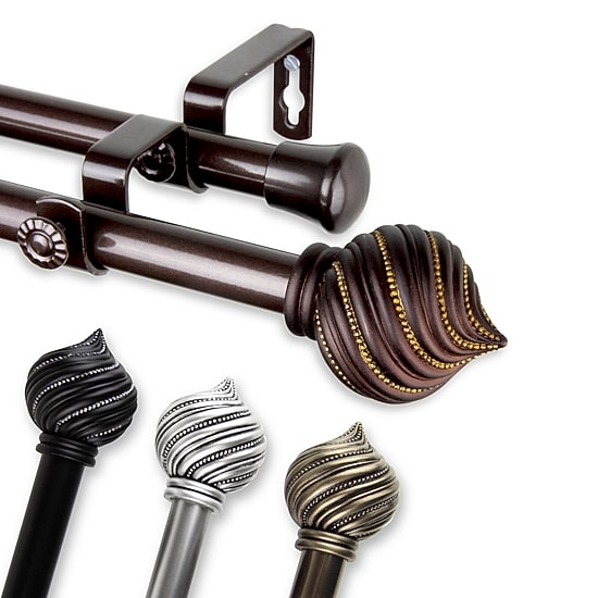 Rod Desyne Bisque 13/16" Double Adjustable Curtain Rod