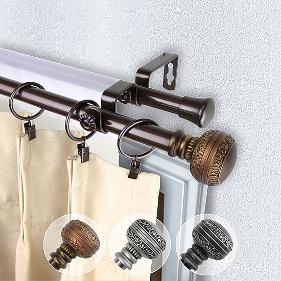 Rod Desyne Ornament 13/16" Adjustable Double Curtain Rod