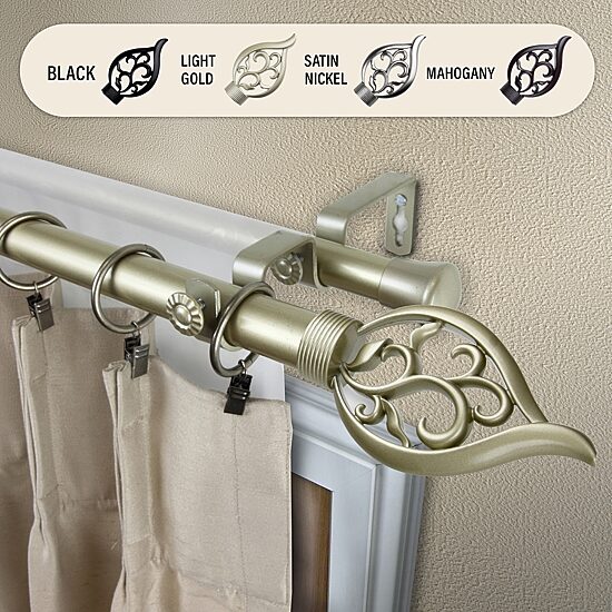 Rod Desyne Flora 1" Adjustable Double Curtain Rod