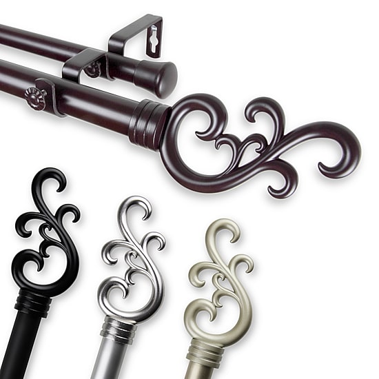 Rod Desyne Madeline 1" Adjustable Double Curtain Rod