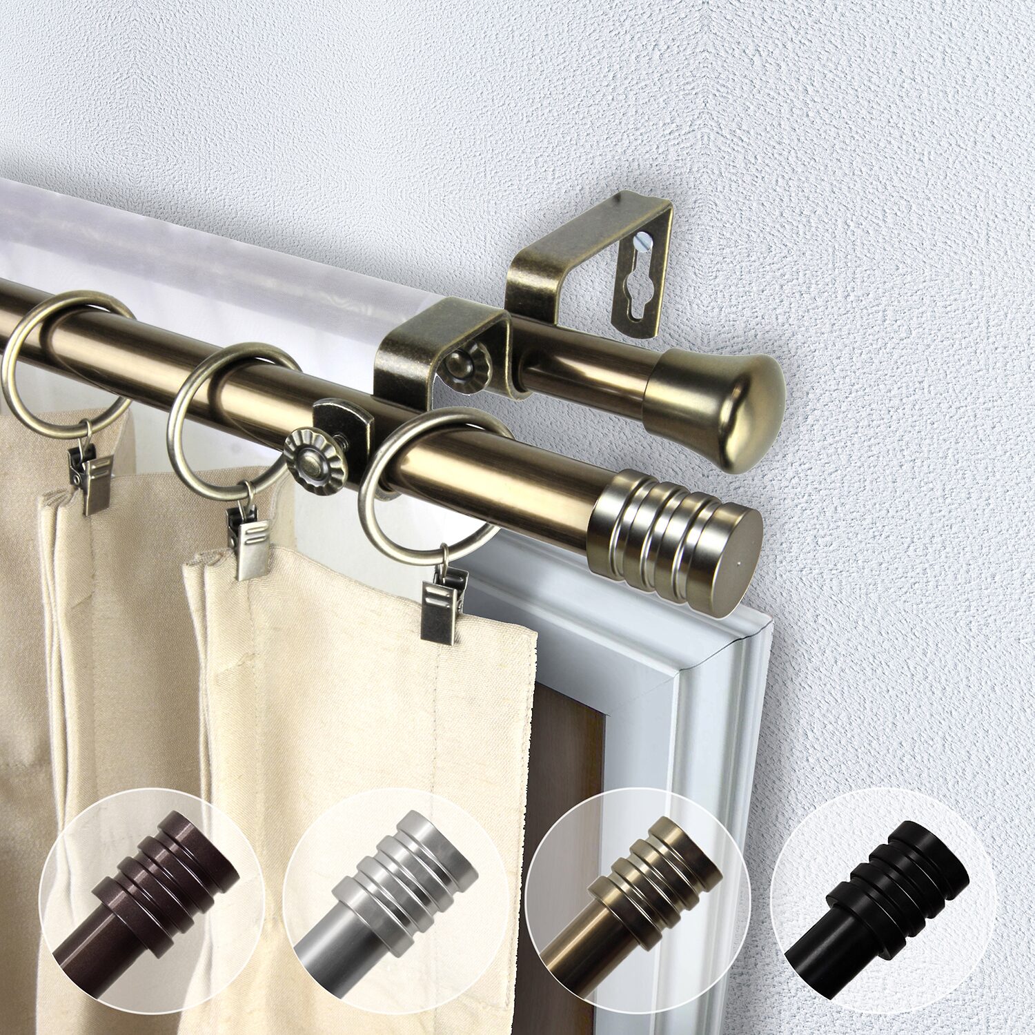 Rod Desyne Lee 13/16" Adjustable Double Curtain