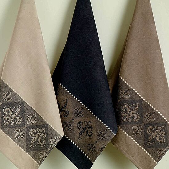Design Imports Assorted Fleur De Lis Jacquard 3-pc. Kitchen Towel Set