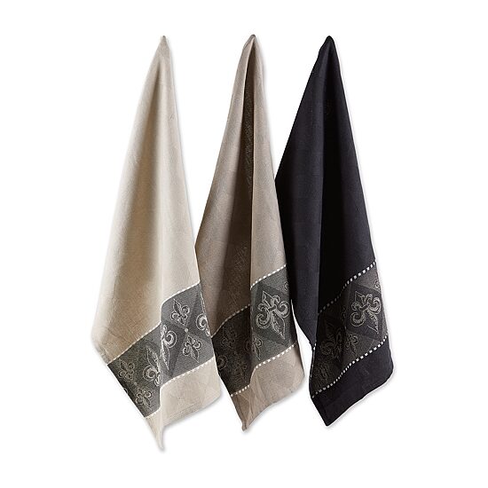Design Imports Assorted Fleur De Lis Jacquard 3-pc. Kitchen Towel Set