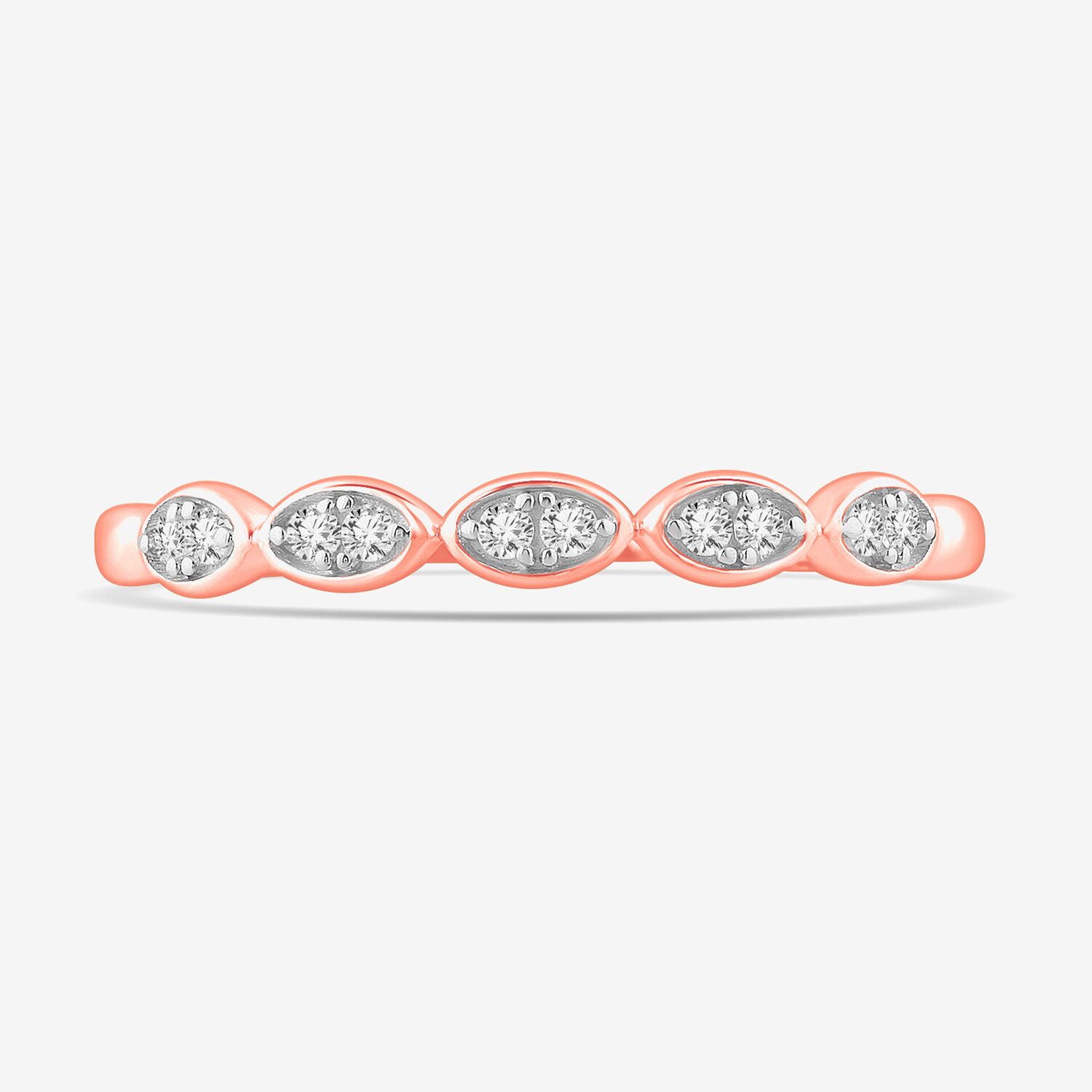 Stackable Ring (H-I / Si1-Si2) Diamond Accent Lab Grown White 10K Gold Marquise Wedding Band