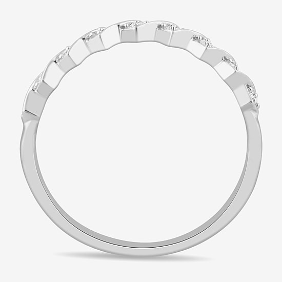 Stackable Ring (H-I / Si1-Si2) Diamond Accent Lab Grown White Diamond 10K Gold Square Wedding Band