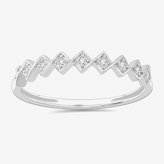 Stackable Ring (H-I / Si1-Si2) Diamond Accent Lab Grown White Diamond 10K Gold Square Wedding Band