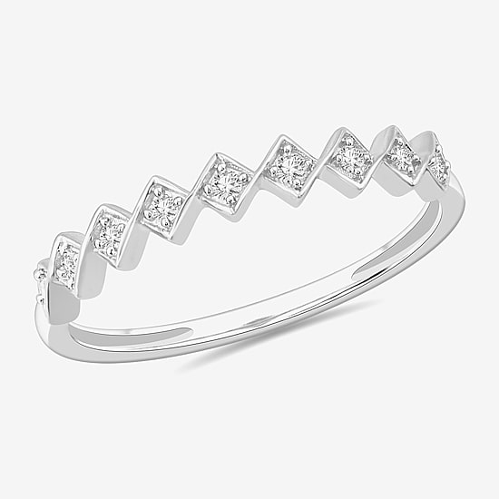 Stackable Ring (H-I / Si1-Si2) Diamond Accent Lab Grown White Diamond 10K Gold Square Wedding Band