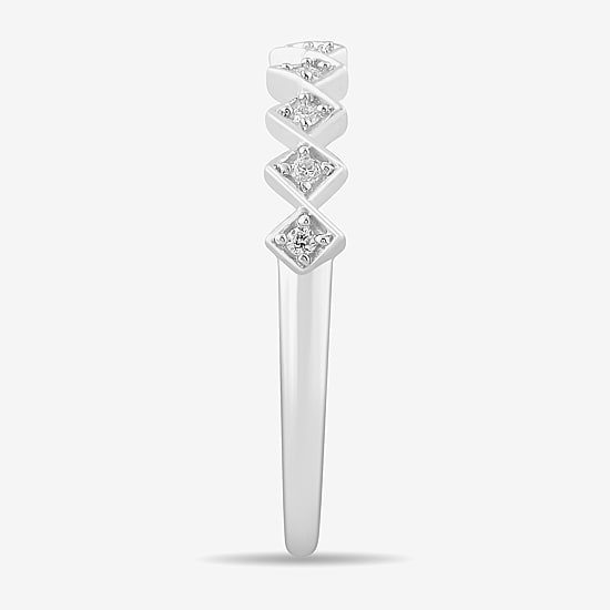 Stackable Ring (H-I / Si1-Si2) Diamond Accent Lab Grown White Diamond 10K Gold Square Wedding Band