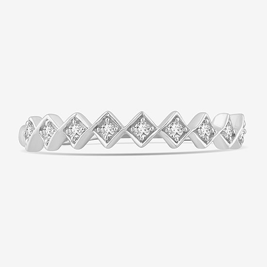 Stackable Ring (H-I / Si1-Si2) Diamond Accent Lab Grown White Diamond 10K Gold Square Wedding Band